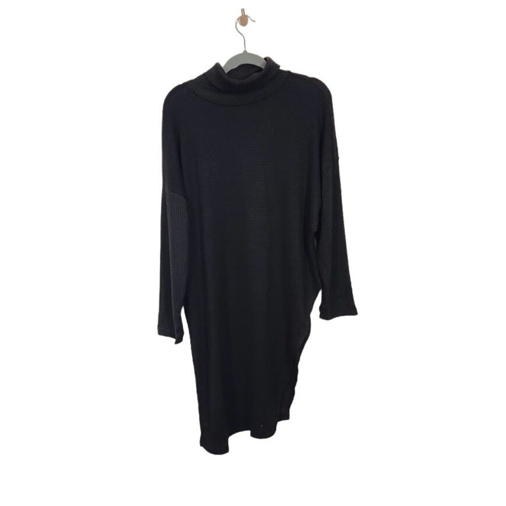 Rouge Collection Womens Plus Cowl Neck Asymmetrical Hem Tunic in Black - Size 4X